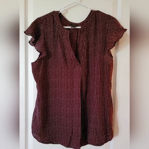 Burgundy polka dot blouse